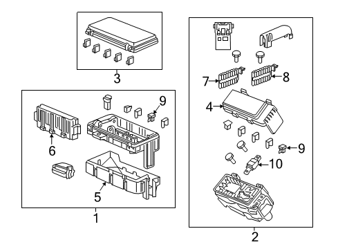 2020 Acura MDX Fuse & Relay Module Assembly, Relay Diagram for 38850-TZ5-A03