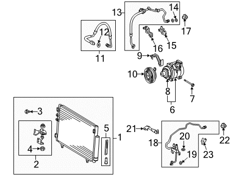 2010 Scion tC A/C Condenser, Compressor & Lines Liquid Line Bracket Diagram for 88688-21080