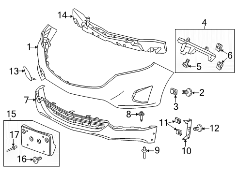 2018 Chevrolet Equinox Front Bumper Energy Absorber Diagram for 84150757