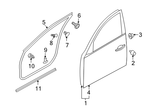 2015 Infiniti QX70 Front Door Seal-Front Door Parting, LH Diagram for 80839-1CA3A