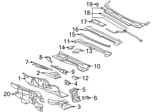 2000 Buick LeSabre Cowl Reinforce Panel Diagram for 25771620