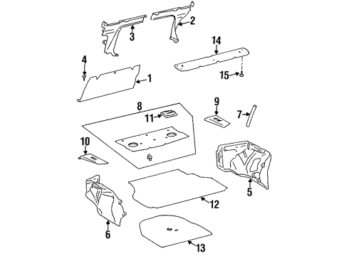 1997 Toyota Tercel Interior Trim - Rear Body Trunk Trim Clip Diagram for 90467-05096-22