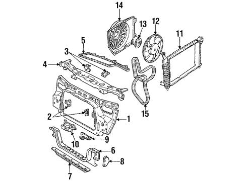 1993 Ford Taurus Radiator & Components, Radiator Support, Cooling Fan, Belts & Pulleys Fan Assembly Diagram for FODZ8C607C