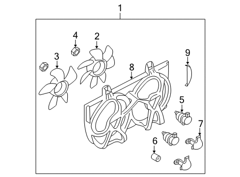 2003 Nissan Sentra Cooling System, Radiator, Water Pump, Cooling Fan Motor & Fan Assy-W/Shroud Diagram for 21481-4Z700