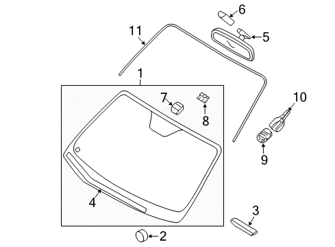 2008 Hyundai Veracruz Wiper & Washer Components Spacer-Windshield Glass Diagram for 86123-2E000