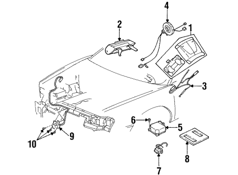 1997 Buick Riviera Air Bag Components Sensor Asm-Inflator Restraint Front End Sheet Metal Diagram for 16198189