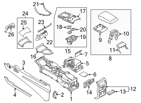 2015 Ford Edge Console Cup Holder Diagram for FT4Z-5813562-AK