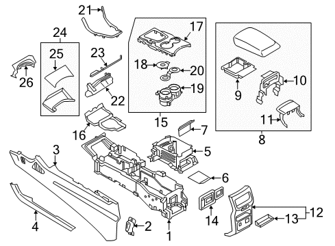 2015 Ford Edge Console Console Base Diagram for GT4Z-58043B04-AA