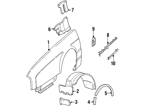 1993 Cadillac Allante Fender & Components, Exterior Trim Panel Diagram for 1639537