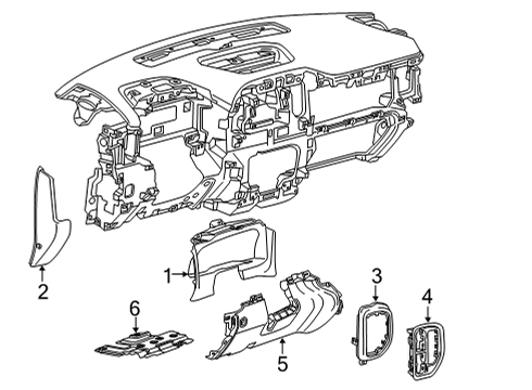 2022 Chevrolet Silverado 3500 HD Cluster & Switches, Instrument Panel Knee Bolster Diagram for 84487348