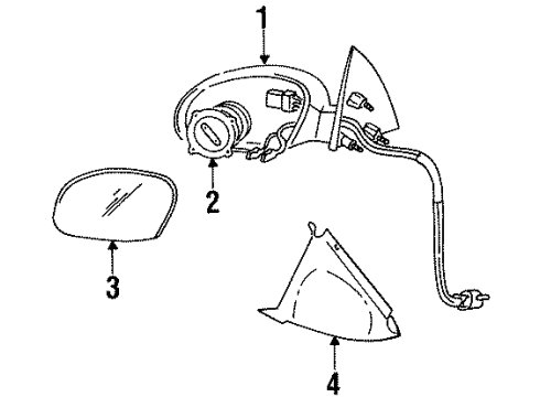 1998 Ford Taurus Outside Mirrors Glass Diagram for F7DZ-17K707-EA