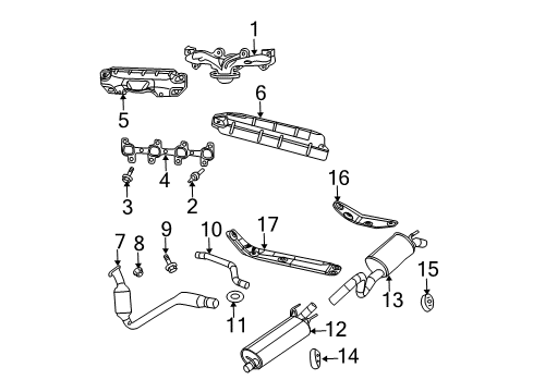 2009 Dodge Durango Exhaust Components, Exhaust Manifold Exhaust Manifold Diagram for 68045560AB