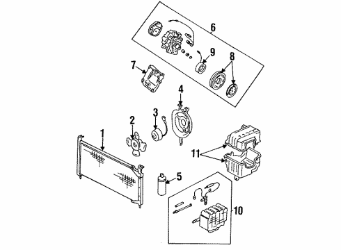 1990 Honda CRX Air Conditioner Shroud, Air Conditioner Diagram for 38615-PM5-A61