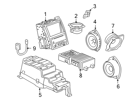 2007 Cadillac Escalade Sound System Speaker Asm-Radio Front Floor Console Diagram for 15902129