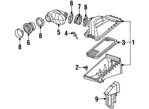 1997 Buick Riviera Powertrain Control Duct Asm, Rear Intermediate Air Intake Diagram for 24504410