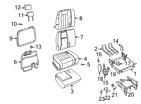 2002 Pontiac Aztek Rear Seat Components Pad Asm, Rear Seat Cushion RH Diagram for 88895043