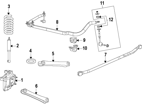 2017 Ram 2500 Front Suspension Components, Lower Control Arm, Upper Control Arm, Stabilizer Bar Front Steering Knuckle Diagram for 68216188AA