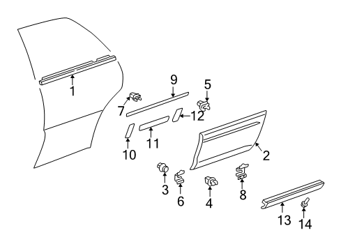 1999 Lexus RX300 Exterior Trim - Rear Door Moulding, Rear Door, Outside LH Diagram for 75742-48900-D3