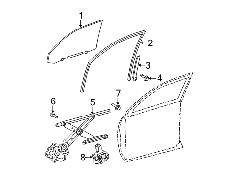 2009 Toyota Highlander Front Door Frame Diagram for 67403-48060