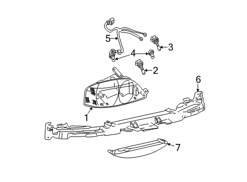 2000 Lincoln LS Headlamps Composite Assembly Diagram for 2W4Z-13008-CA