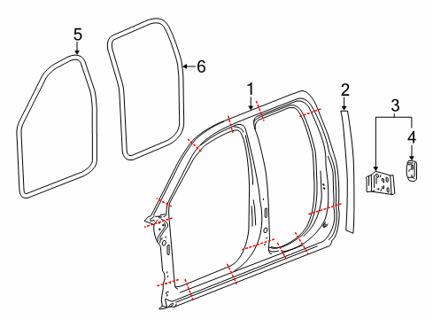 2017 Chevrolet Silverado 3500 HD Uniside Weatherstrip On Body Diagram for 23446714