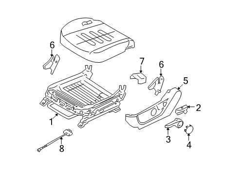 2007 Hyundai Elantra Tracks & Components Knob-Front Seat Recliner, LH Diagram for 88016-2H000-4W