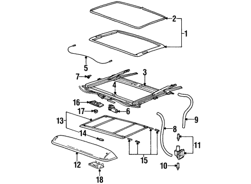 1996 Saturn SL2 Sunroof Actuator Asm, Sun Roof Diagram for 21306076