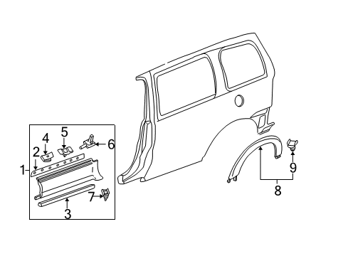 1999 Pontiac Montana Exterior Trim - Side Panel Lower Retainer Clip Diagram for 10270672