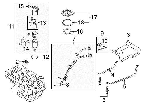 2018 Hyundai Santa Fe Sport Senders Fuel Tank Assembly Diagram for 311504Z000