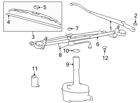 2001 Hyundai XG300 Wiper & Washer Components Windshield Wiper Motor Assembly Diagram for 98110-38200