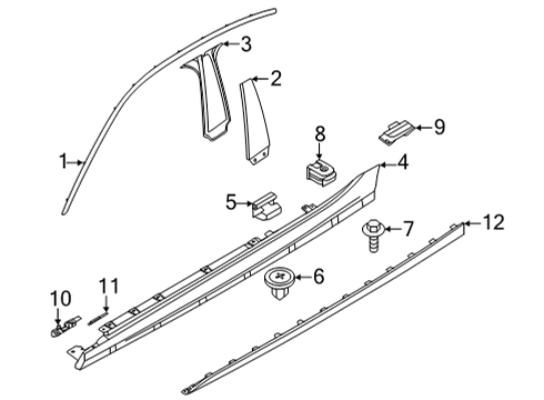 2021 BMW 228i xDrive Gran Coupe Exterior Trim - Pillars COLUMN B COVER BRACKET Diagram for 51337464164