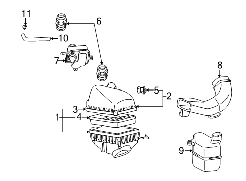 1998 Lexus ES300 Filters Air Cleaner Assembly Diagram for 17700-20051