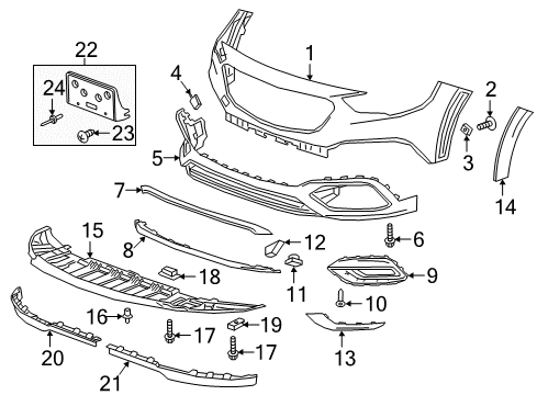 2018 Buick Regal TourX Front Bumper Lower Molding Diagram for 39020288