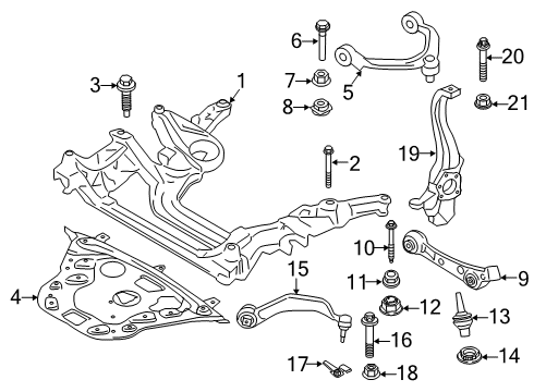 2021 BMW 745e xDrive Front Suspension, Lower Control Arm, Upper Control Arm, Ride Control, Stabilizer Bar, Suspension Components Combination Nut Diagram for 31106765451