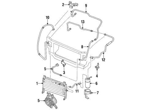 1995 Ford Aspire A/C Condenser AC Line Diagram for F4BZ19835A