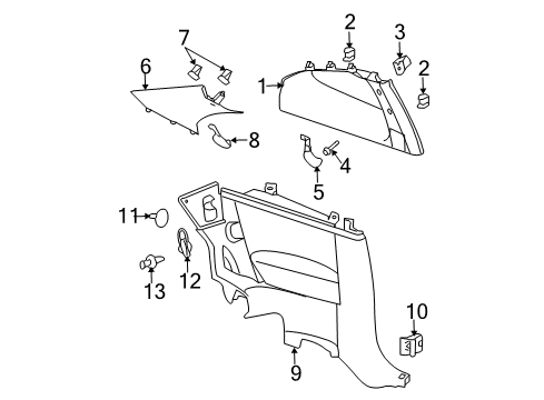 2006 Chevrolet Cobalt Interior Trim - Quarter Panels Upper Quarter Trim Hole Plug Diagram for 22720579