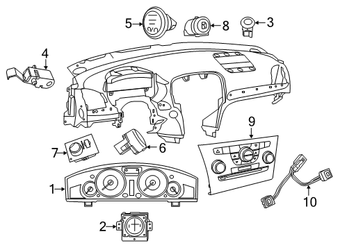 2012 Chrysler 300 Cluster & Switches Clock Diagram for 68148614AA