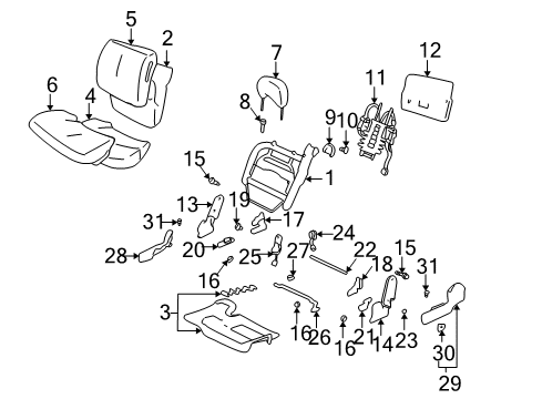 2000 Buick LeSabre Power Seats Pad Asm, Driver Seat Cushion Diagram for 12459519