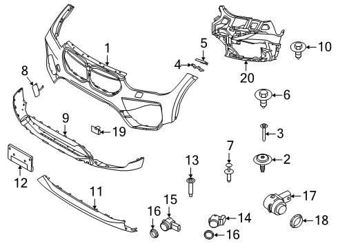 2020 BMW X1 Parking Aid ULTRASONIC SENSOR SUNSET ORA Diagram for 66206848570