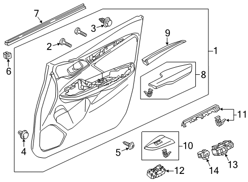 2017 Honda Fit Front Door Weatherstrip, L. FR. Door (Inner) Diagram for 72375-T5A-J01