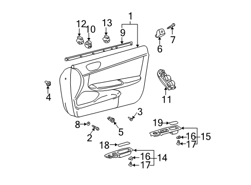 2006 Toyota Camry Front Door Belt Weatherstrip Diagram for 68171-AA020