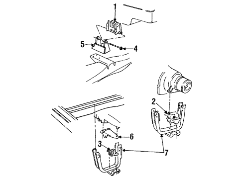 1992 Dodge B250 Engine & Trans Mounting Bracket-Engine Mount Diagram for 52103216AC