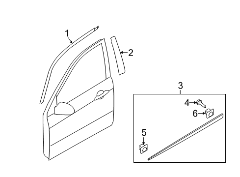 2004 Kia Spectra Exterior Trim - Front Door MOULDING Assembly-Front Door Diagram for 877112F000