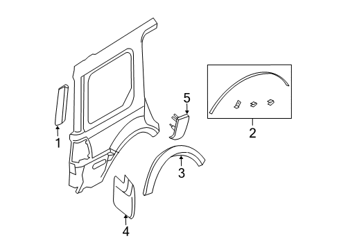 2003 Ford Expedition Exterior Trim - Quarter Panel Lower Molding Diagram for 2L1Z-7829077-AAA