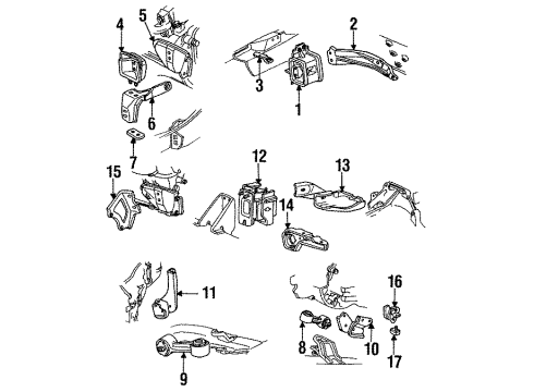 1990 Chevrolet Beretta Engine Mounting Strut Asm-Trans Mount Diagram for 22538501