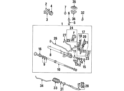 1999 Acura CL Steering Column & Wheel, Steering Gear & Linkage Valve Sub-Assembly, Steering Diagram for 53641-SY8-A00