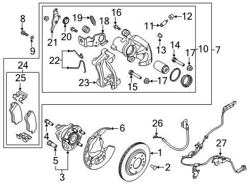 2020 Hyundai Veloster N Rear Brakes Disc-Rear Brake Diagram for 58411-K9500