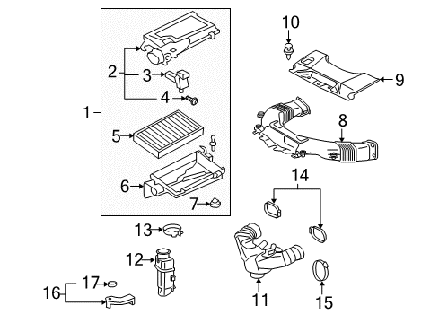 2012 Lexus LS600h Filters Support, Air Cleaner Diagram for 17769-38010