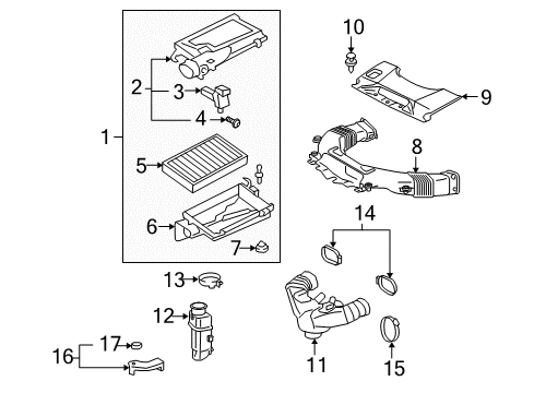 2012 Lexus LS600h Filters Air Cleaner Body Grommet Diagram for 17769-38010