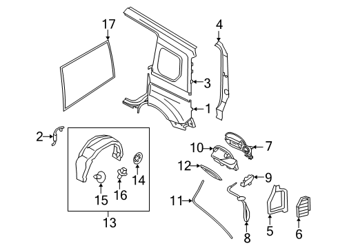 2020 Ford Transit Connect Side Panel & Components Emergency Cable Diagram for DT1Z-19A095-G